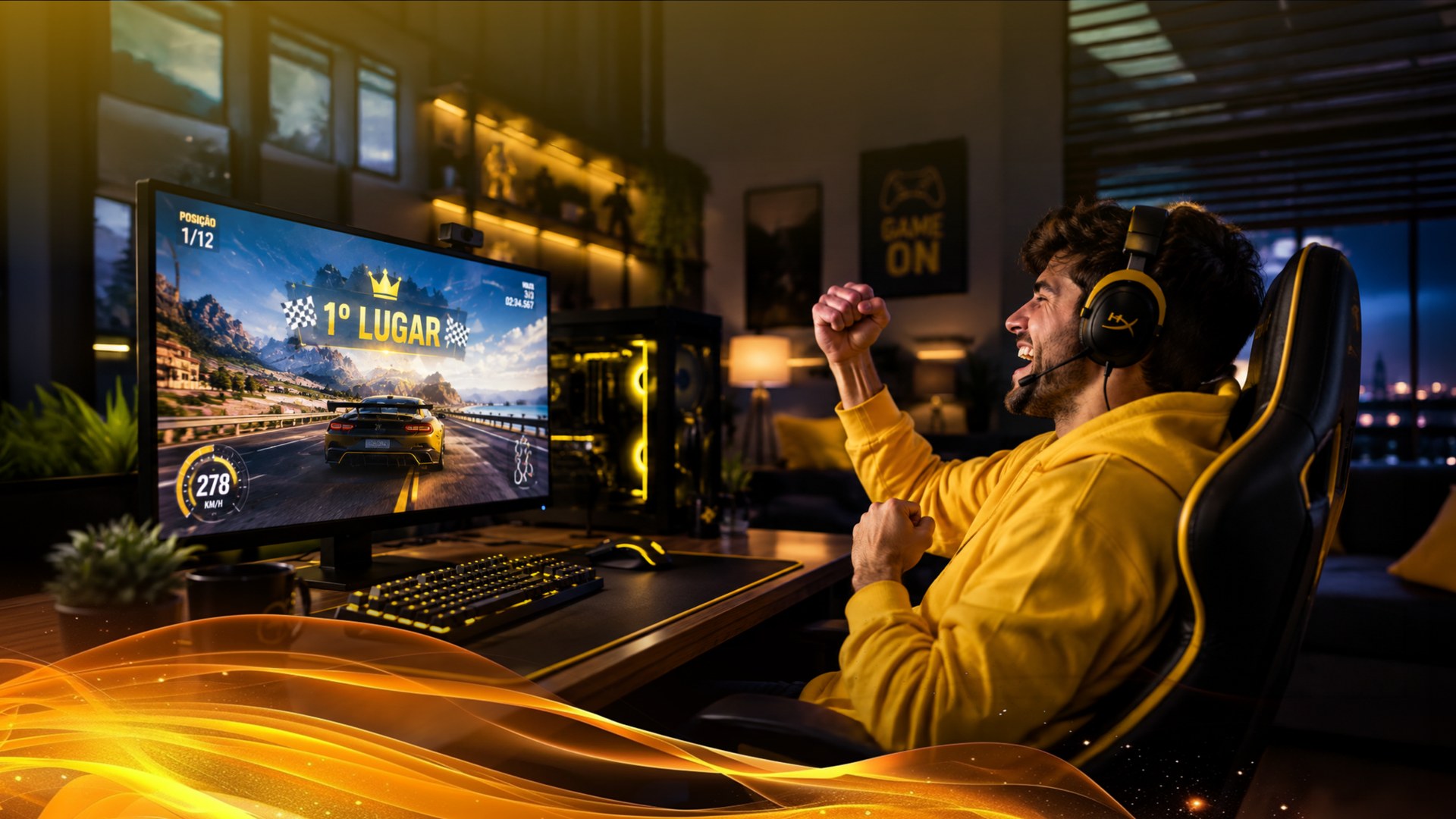 Gamer jogando online com internet de alta velocidade