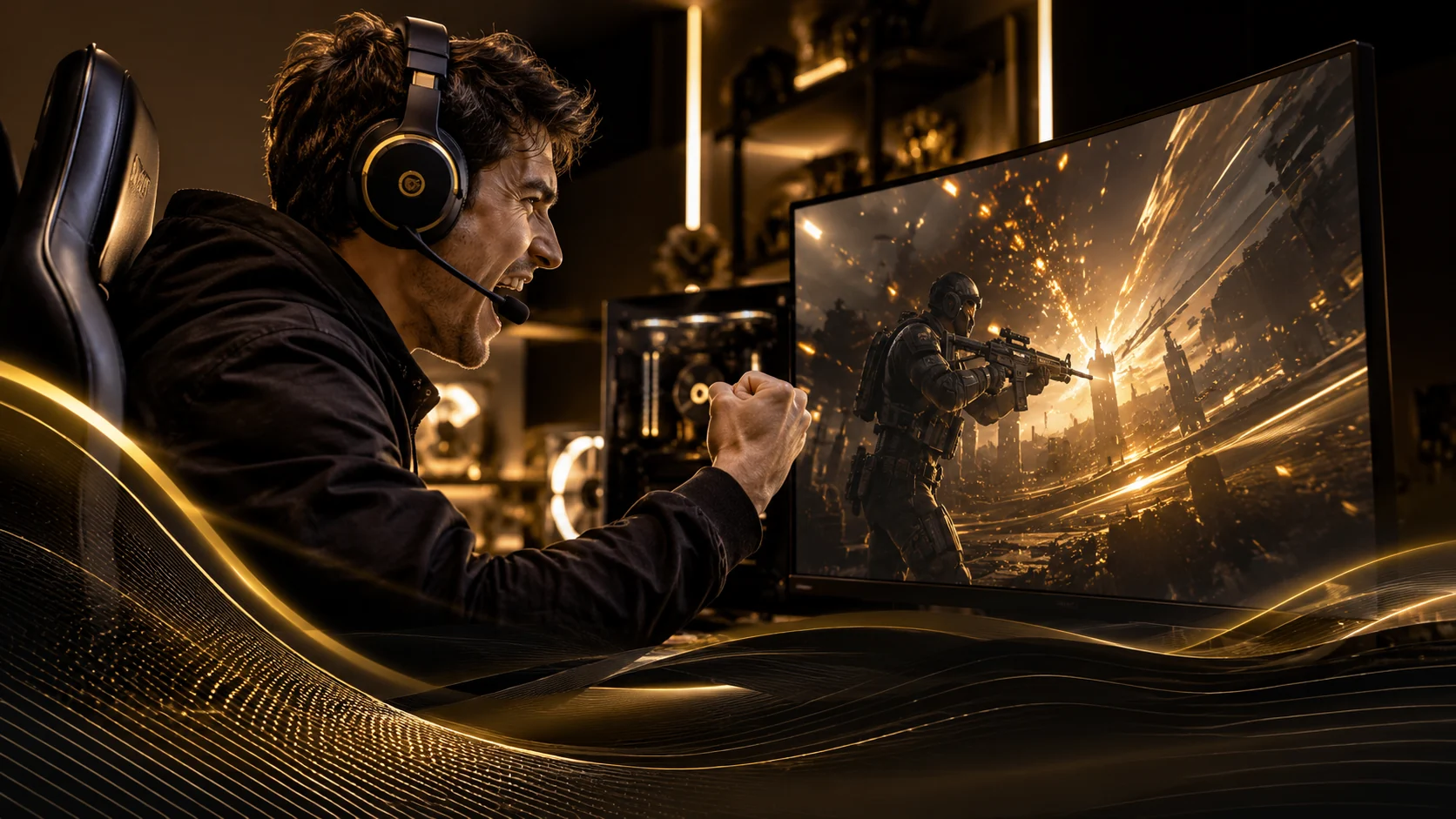 Gamer jogando online com internet de alta velocidade
